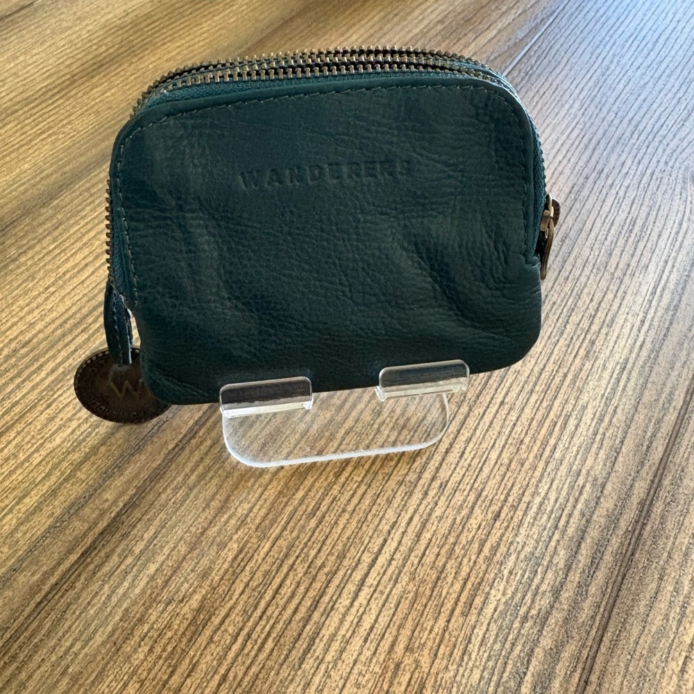 Wanderer Small Leather Zip Pouch - Teal